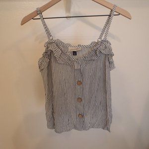 Blue and White Striped Flowy Summer Tank Top